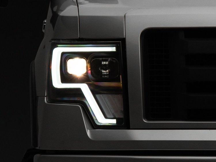 T544003 G4 Projector Headlights for 2009-2014 Ford F-150, Black Housing [Clear Lens]