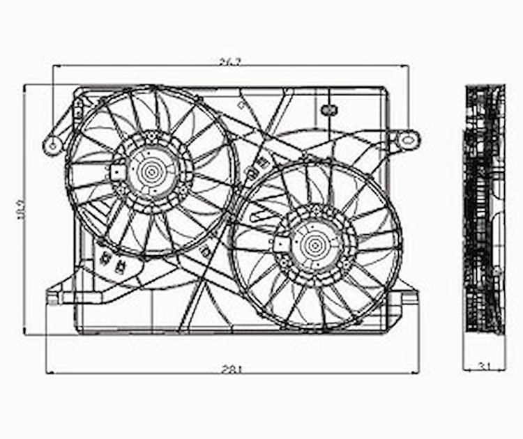 RAD COOLING FAN ASSY BLADE/SHROUD/MOTOR DUAL FAN CHRYSLER 300 05-10 MAGN UM 05-08 CHARGER 06-10