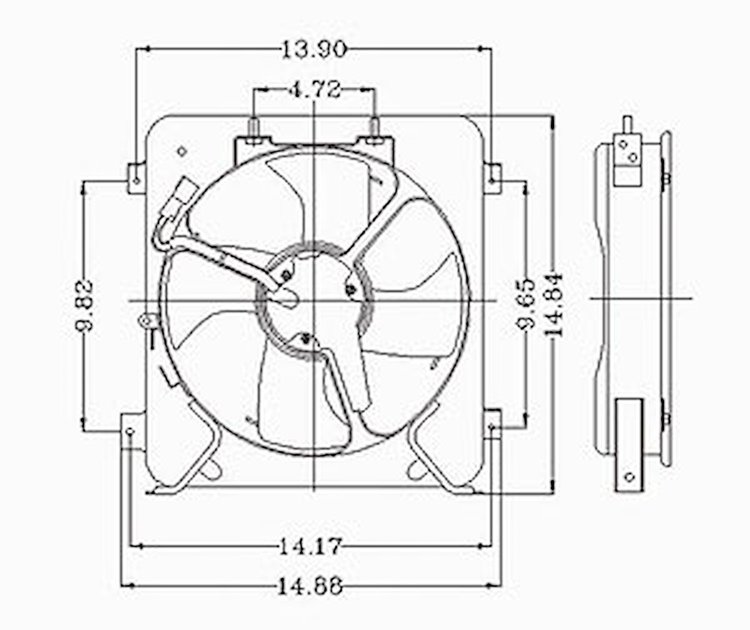 CON COOLING FAN ASSY BLADE/MOTOR/SHROUD CIVIC 96-98 ACURA 1.6EL 97-98