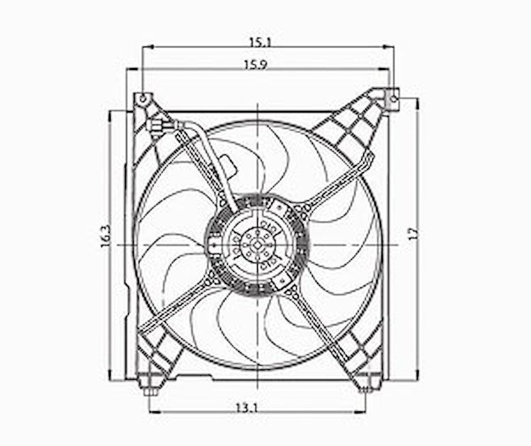 RAD COOLING FAN ASSY BLADE/MOTOR/SHROUD W/ 2.4/2.7L ENG SANTA FE 01-06