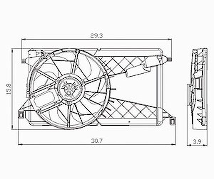 RAD/CON COOLING FAN ASSY BLADE/MOTOR/SHROUD MAZDA3 W/O TURBO 04-09