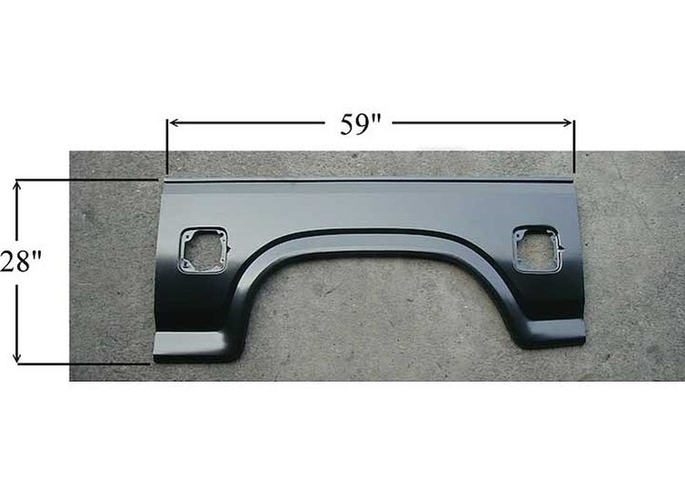 LH WHL OPNG REPAIR PNL FULL W/ DUAL RECT GAS HOLES FORD P/U 80-86 REMOVE GAS HOLE AHEAD OF WHL OPENING TO FIT BRONCO