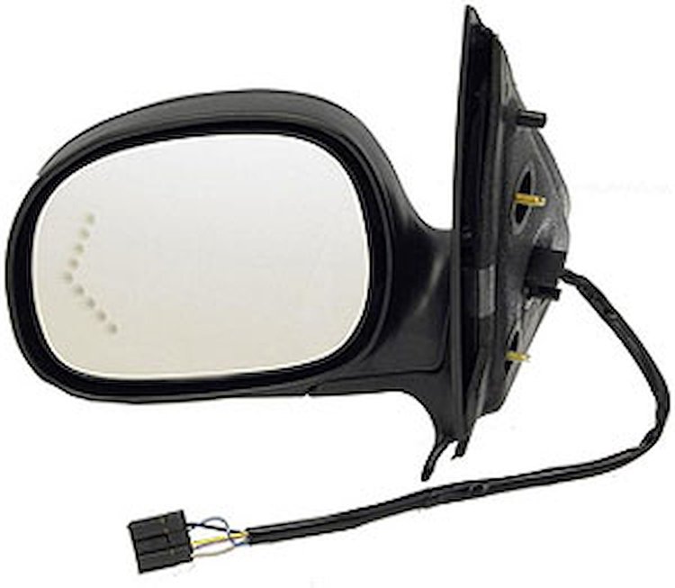 LH DOOR MIRROR PWR NON-HTD TEXT W/GLOSS BLK CVR FLDG CONTOUR TYPE W/VISIBLE ILLUM SIGNAL EXPEDITION 97-99