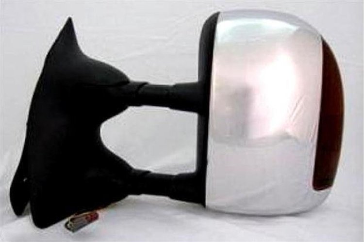 LH DOOR MIRROR PWR HTD TEXT W/CHR CVR NON-FLDG TRAILER TOW TYPE W/HIDDEN IL LUM SIGNAL FORD SUPERDUTY 03-07 EXCURSION 00-05
