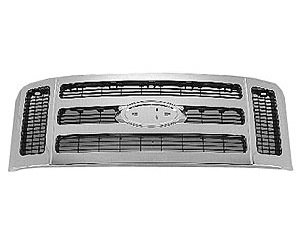 GRILLE MAT DK GREY W/ CHR FRAME FORD SUPER DUTY XLT/LARIAT 08-10 OE HAS TH E EMBOSSED SUPERDUTY LOGO AFTERMARKET DOES NOT