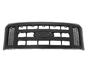 GRILLE MAT BLK FORD SUPER DUTY XL 08-10 OE HAS THE EMBOSSED SUPERDUTY LOGO AFTERMARKET DOES NOT