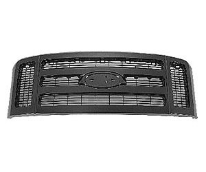 GRILLE MAT DK GREY W/ BLK FRAME FORD SUPER DUTY XLT 08-10 OE HAS THE EMBOS SED SUPERDUTY LOGO AFTERMARKET DOES NOT