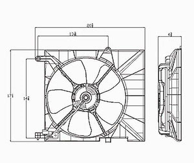 RAD COOLING FAN ASSY BLADE/MOTOR/SHROUD AVEO/WAVE H/B 04-08 SEDAN 04-06