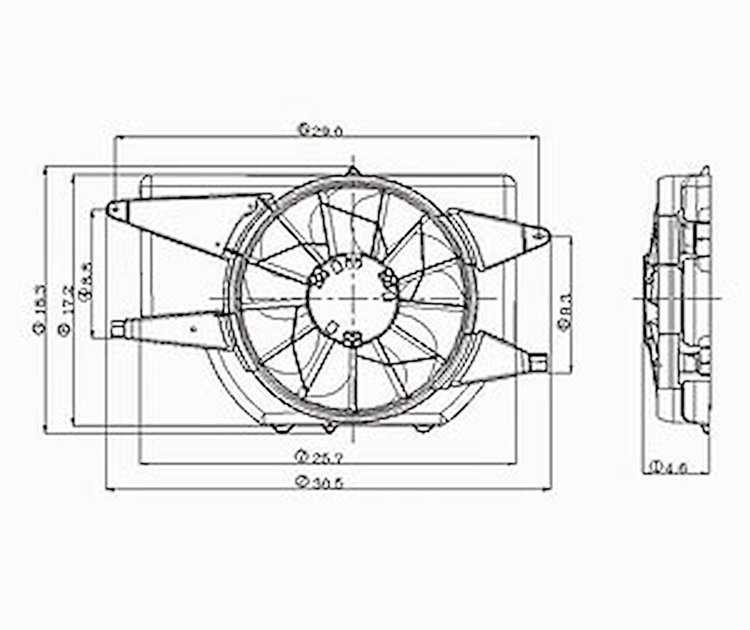 RAD/CON COOLING FAN ASSY BLADE/MOTOR/SHROUD 3.0L VUE 02-03