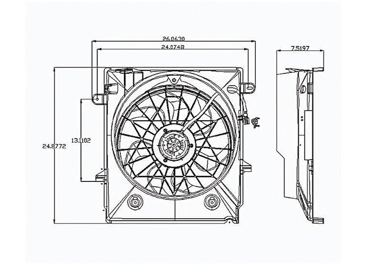 RAD CLNG DL FAN ASSY W/RR AC TRZA/UPLNDR/TRNSPRT/MNTNA 05-06