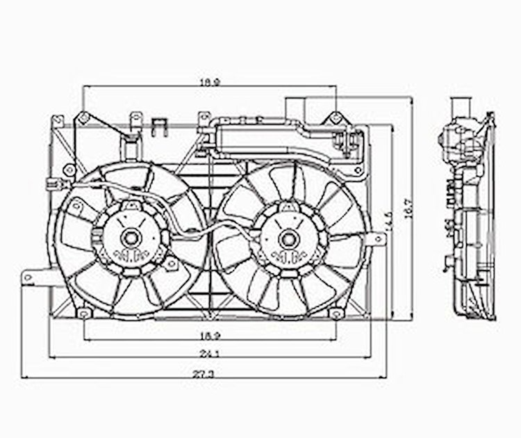 RAD/CON COOLING FAN ASSY BLADE/MOTOR/SHROUD PRIUS 04-09