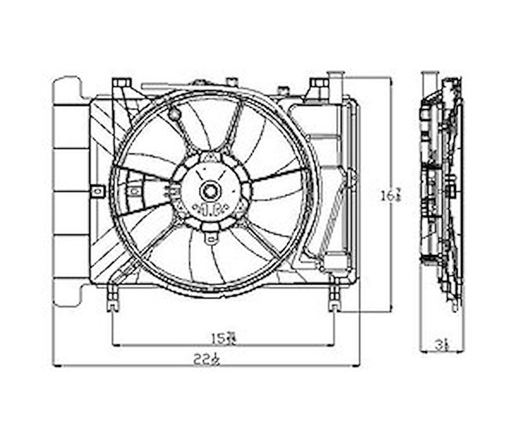 RAD/CON COOLING FAN ASSY BLADE/MOTOR/SHROUD YARIS SDN/H-BACK 06-10
