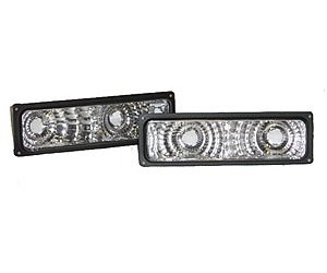 PERFORMANCE PARK/SIG LAMP W/ CRYSTAL PROJ. BLK TRIM FOR COMP H.L. SET OF 2 CHEV/GMC TRUCKS 94-02