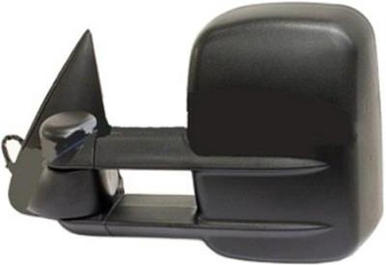 LH DR MIRROR PWR HEATED TEXT BLK MANUAL FLDG TELESCOPIC TOW TYPE W/ SIGNAL IN GLASS SILVERADO 03-07