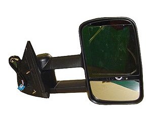 RH DR MIRROR POWER HEATED TEXT BLK MANUAL FLDG TELESCOPIC TOW TYPE W/O SIGN AL SILVERADO 03-07