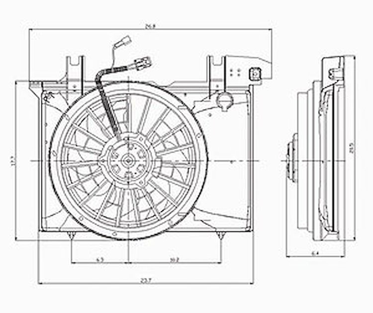 RAD/CON COOLING FAN ASSY BLADE/MOTOR/SHROUD W/ AC W/O TURBO VOLVO C70/S70 /V70 98-04