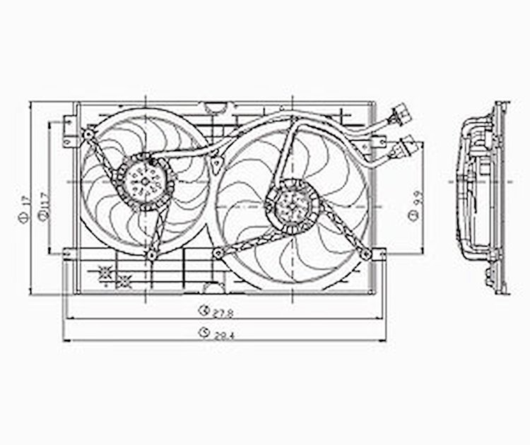 RAD/CON COOLING FAN ASSY BLADE/MOTOR/SHROUD GEN4 GOLF/GTI/JETTA 4CYL 99-1 0
