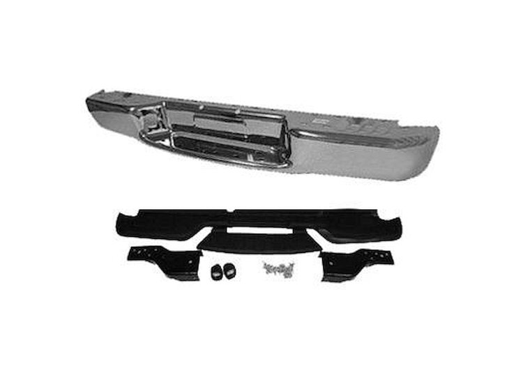 RR STEP BUMPER ASSY CHR W/ BLK PADS/BRKTS FACTORY STYLE S10/SONOMA FLEETSID E P/U 98-04 HOMBRE 98-00 - US CHR