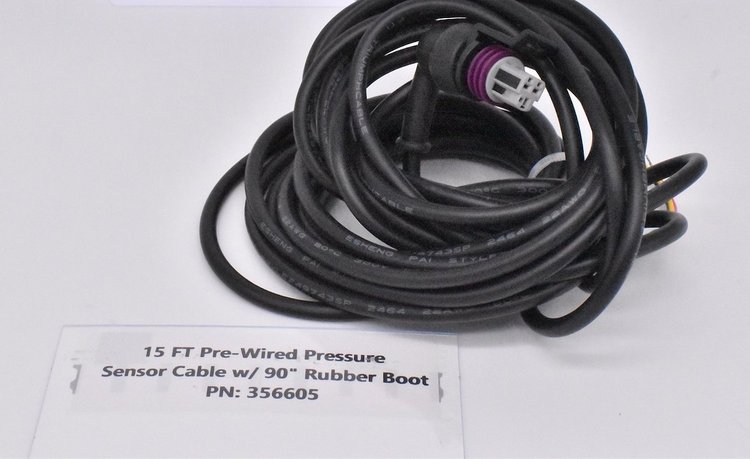 356605 Pressure Sensor Cable, 15 ft. Length, 90-deg Rubber Boot