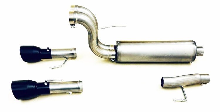 69226B Black-Elite Split Rear Cat-Back Exhaust System Fits Select Ford F-150 5.0L Supercab/Supercrew Long & Short Bed