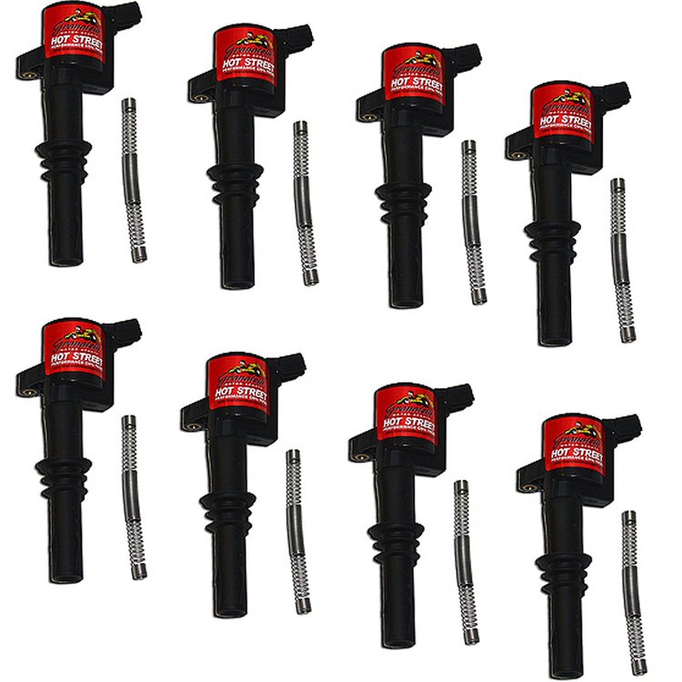 25-3001 Hot Street Coil Pack Set, Black, Ford 4.6/5.4L 3V, Set Of 8, 42KV