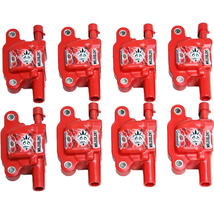 28-0513-CPRM Malevolent Coil Packs, GM LS, Red Body, 85K Volts, Set Of 8