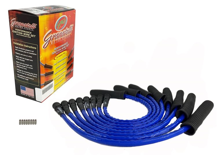 28-2116HTBLB Performance Ignition Wire Set, 2010-2014 Ford 6.2L, w/Insert/Blue Hi-Temp Silicone Jacketing And Black Fire Sleeve