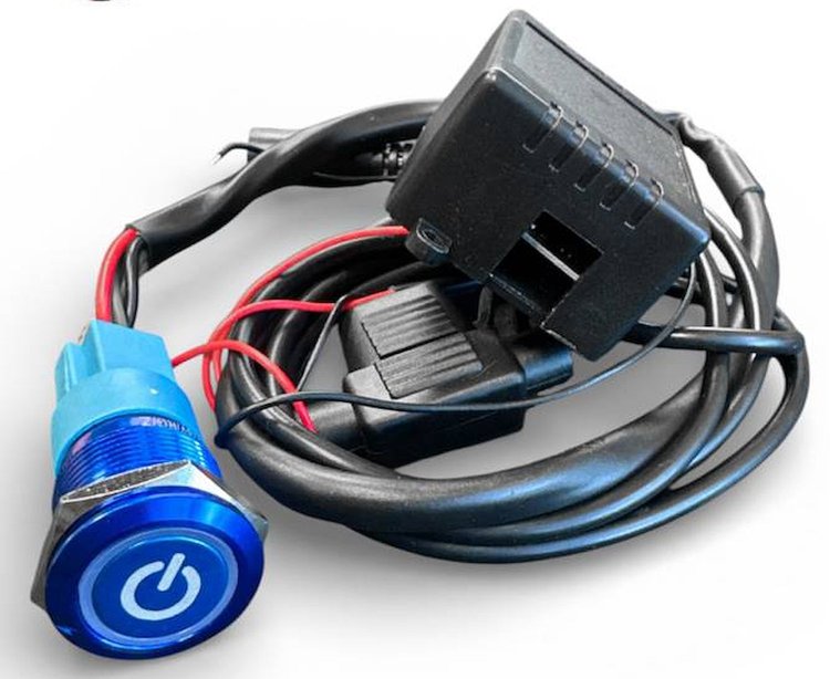 303512BL Billet Illuminated Exhaust Cutout Push Button Switch [Blue]