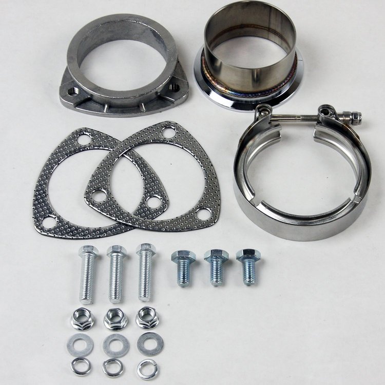 307530-3 V Band To Straight Connection, 3.0 in. 76 mm., w/Gaskets, Converts 3-Bolt Collector to V Band Flange w/Clamp And