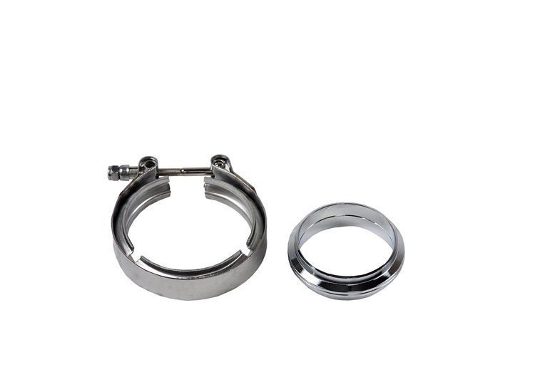 308535A Mating Male To Female Interlocking Flanges, 3.5 in. 89 mm, Aluminum, Includes O-Ring Seal And V-Band Clamp