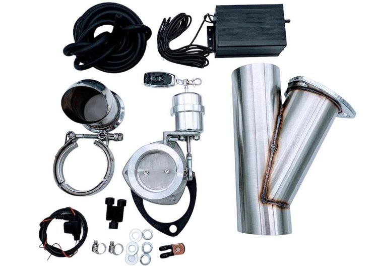 309625 Electronic Exhaust Cutout Kit, 2.5 in., Vacuum Controlled, Stainless Steel, Slip Fit w/ Band Clamp, Weld in