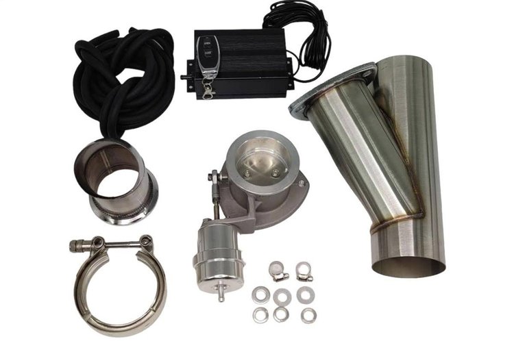 309630 Electronic Exhaust Cutout Kit, 3.0 in, Vacuum Controlled, Stainless Steel, Slip Fit w/ Band Clamp