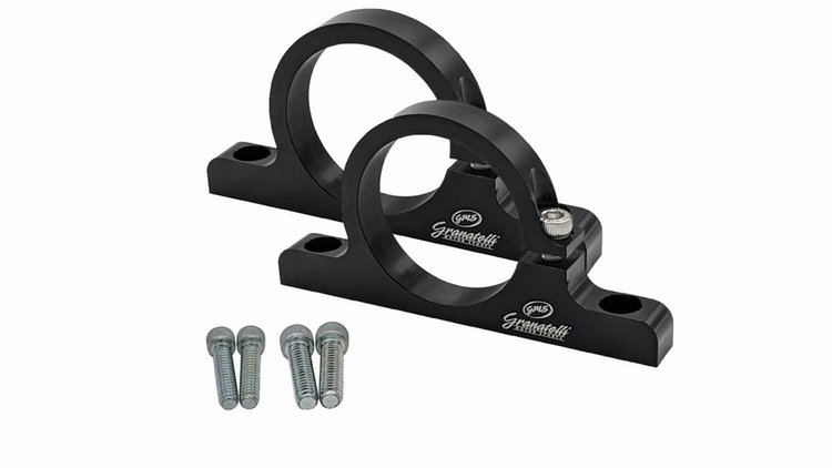 383538B Fuel Filter Mounting Brackets, Black Anodize, Aluminum, 1.5 in. Diameter, Incl. 4 Bolts 6mm x 1.0 x 30mm