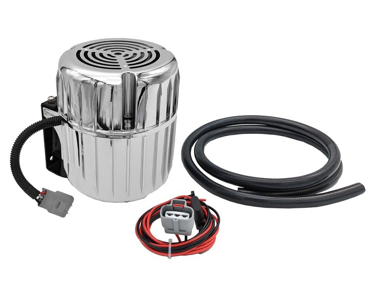 410102C Vacuum Brake Booster Lift Pump, 12 Volt, Rotary Vein, Complete w/Chrome Enclosure