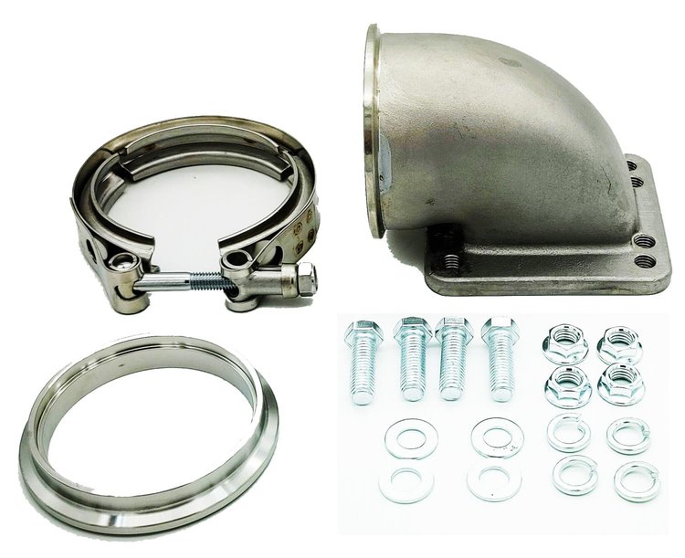 540209 Turbo Adapter, Cast Elbow 90, 3.0 in. V-Band T3/T4 Housing, Threaded
