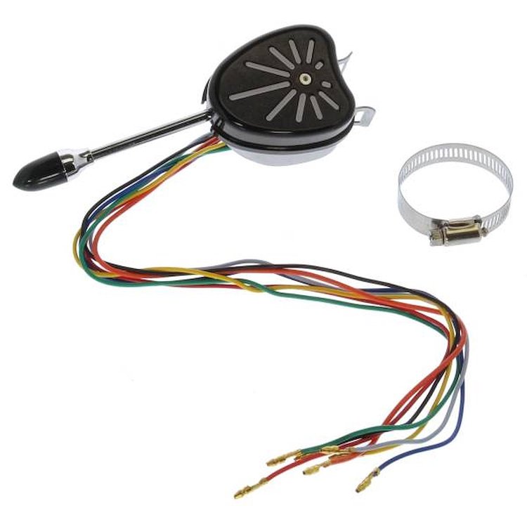 698111BS Turn Signal Switch, w/Billet Cover [Sunrise], Bright Black, Machined Detailed Lines, System