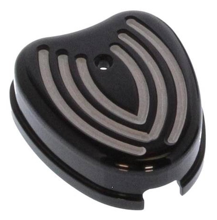 698112B Turn Signal Switch, w/Billet Cover [Hip Hugger], Bright Black, Machined Detailed Lines
