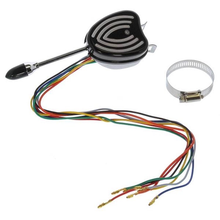 698112BS Turn Signal Switch, w/Billet Cover [Hip Hugger], Bright Black, Machined Detailed Lines, System