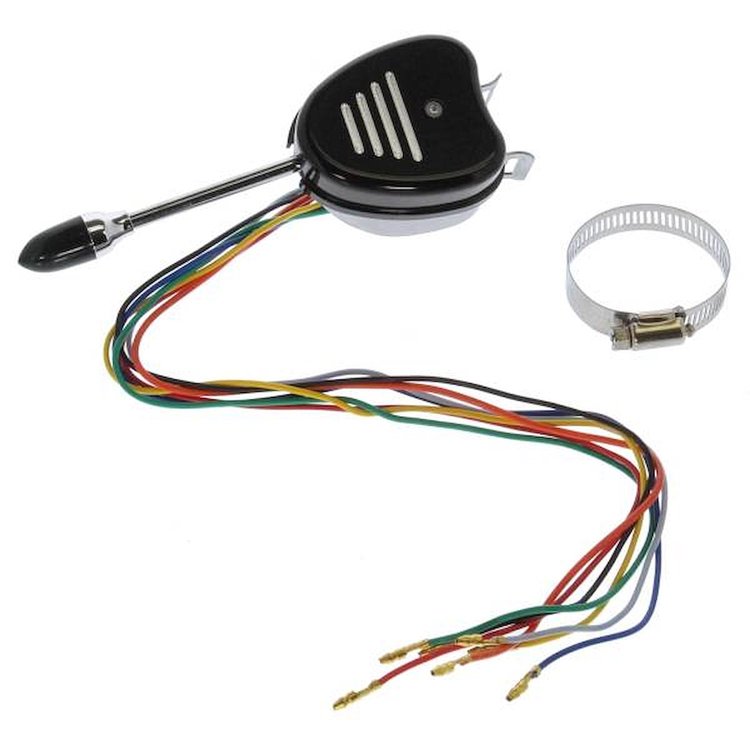 698114BS Turn Signal Switch, w/Billet Cover [Groovey], Bright Black, Machined Detailed Lines, System