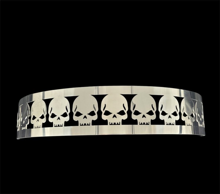 750001 Air Cleaner Grill, Blingz Beauty Bandz, 14 in. Diameter, 3 in. Tall, Skulls