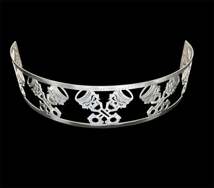 750004 Air Cleaner Grill, Blingz Beauty Bandz, 14 in. Diameter, 3 in. Tall, Skullz And Rods