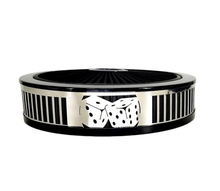 750013 Air Filter Assembly, Blingz Beauty Bandz, Craps Grill Insert, 14 in. x 3 in. Black Filter Element , Black Chrome Lip
