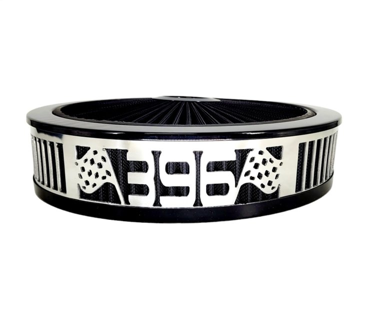 750022 Air Filter Assembly, Blingz Beauty Bandz, 396 Grill Insert, 14 in. x 3 in. Black Filter Element, Black Chrome Lip