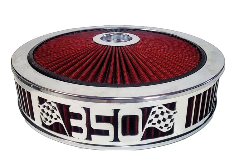 750047 Air Filter Assembly, Blingz Beauty Bandz, 350 Grill Insert, 14 in. x 3 in. Red Filter Element, Black Chrome Lip