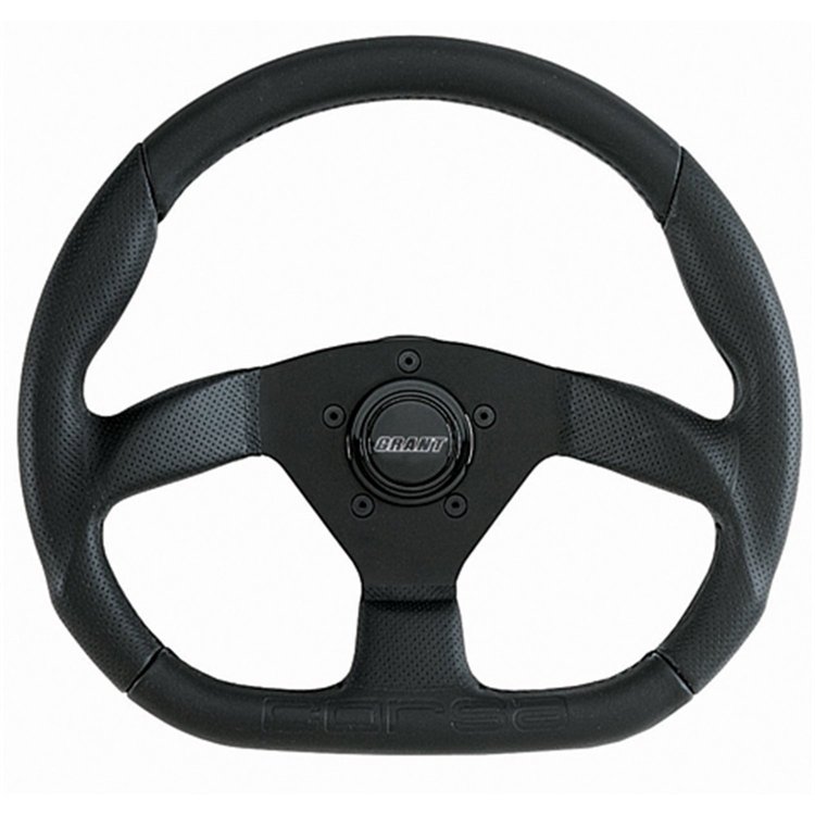 Corsa "D" Steering Wheel Black Perforated and Black Solid Leather Grip