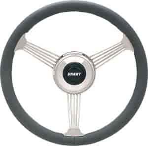Banjo Style Steering Wheel Medium Gray Leather Grip