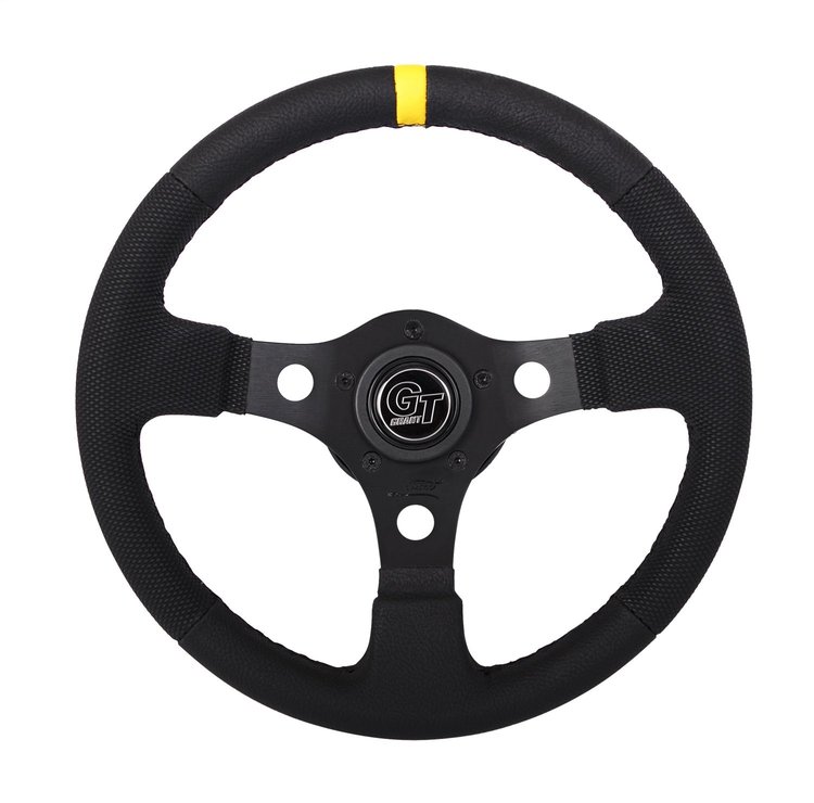 Performance GT Steering Wheel 13" Diameter 1.50" Dish Black Vinyl w/Yellow Top Marker