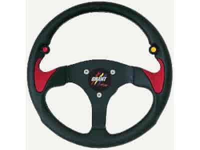 Evolution GT Red Perforated Leather and Solid Black Vinyl Grip w/ Black Anodized 3 Spoke Design