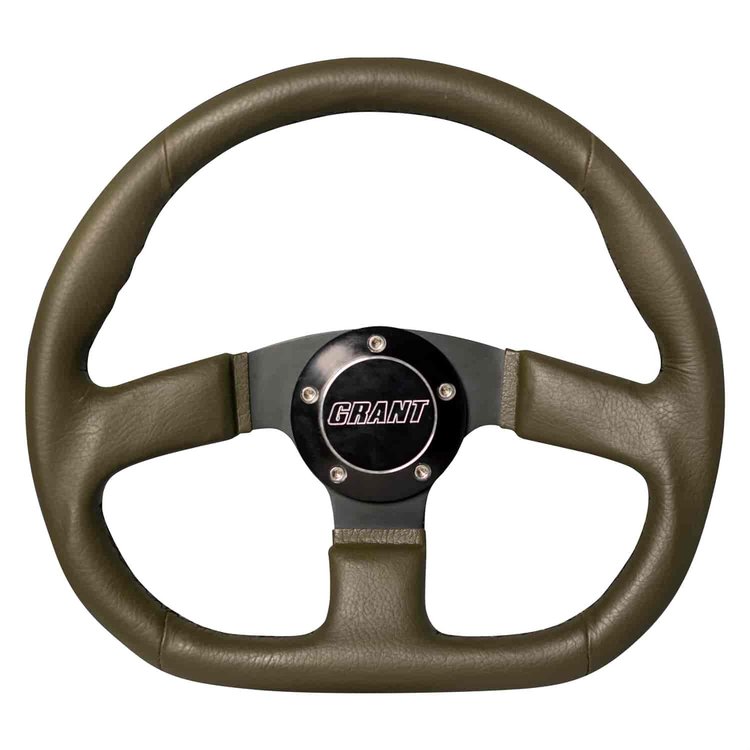 D-Series Steering Wheel Satin Black Anodized with Army Green Vinyl Grip