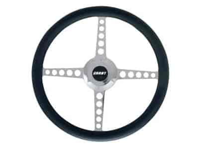 Lakester Sport Billet Steering Wheel Drilled 4-spoke Black leather grip